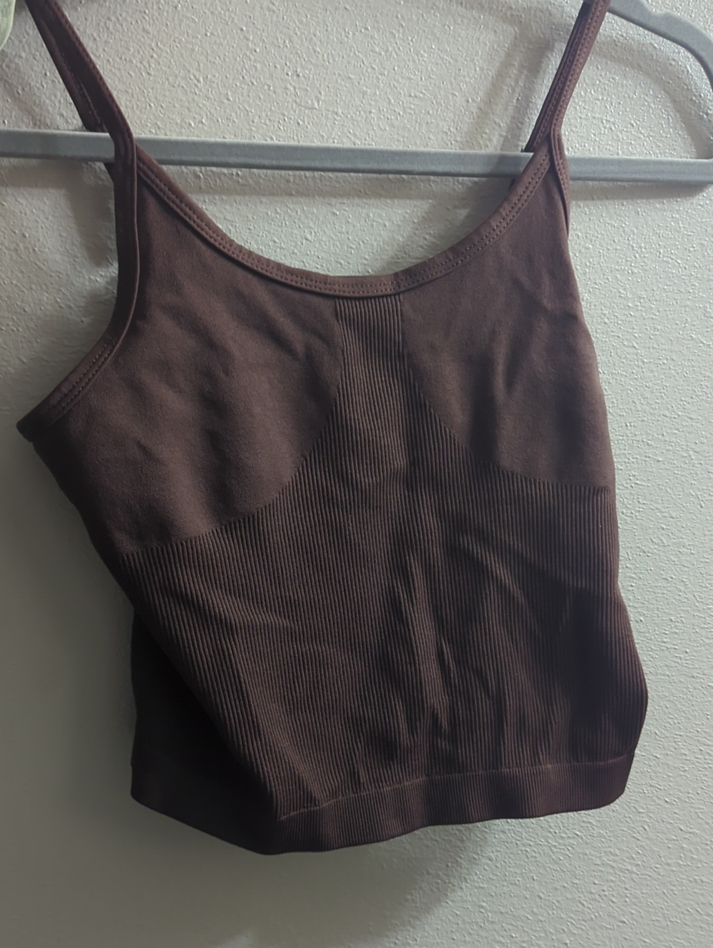 Source Unknown Chocolate Brown Ribbed Seamless Tank Top
